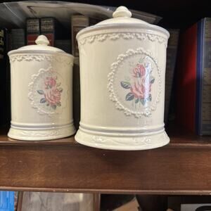 Vintage Victorian Lace Collection Elgin Clock Home Products Container set (2)